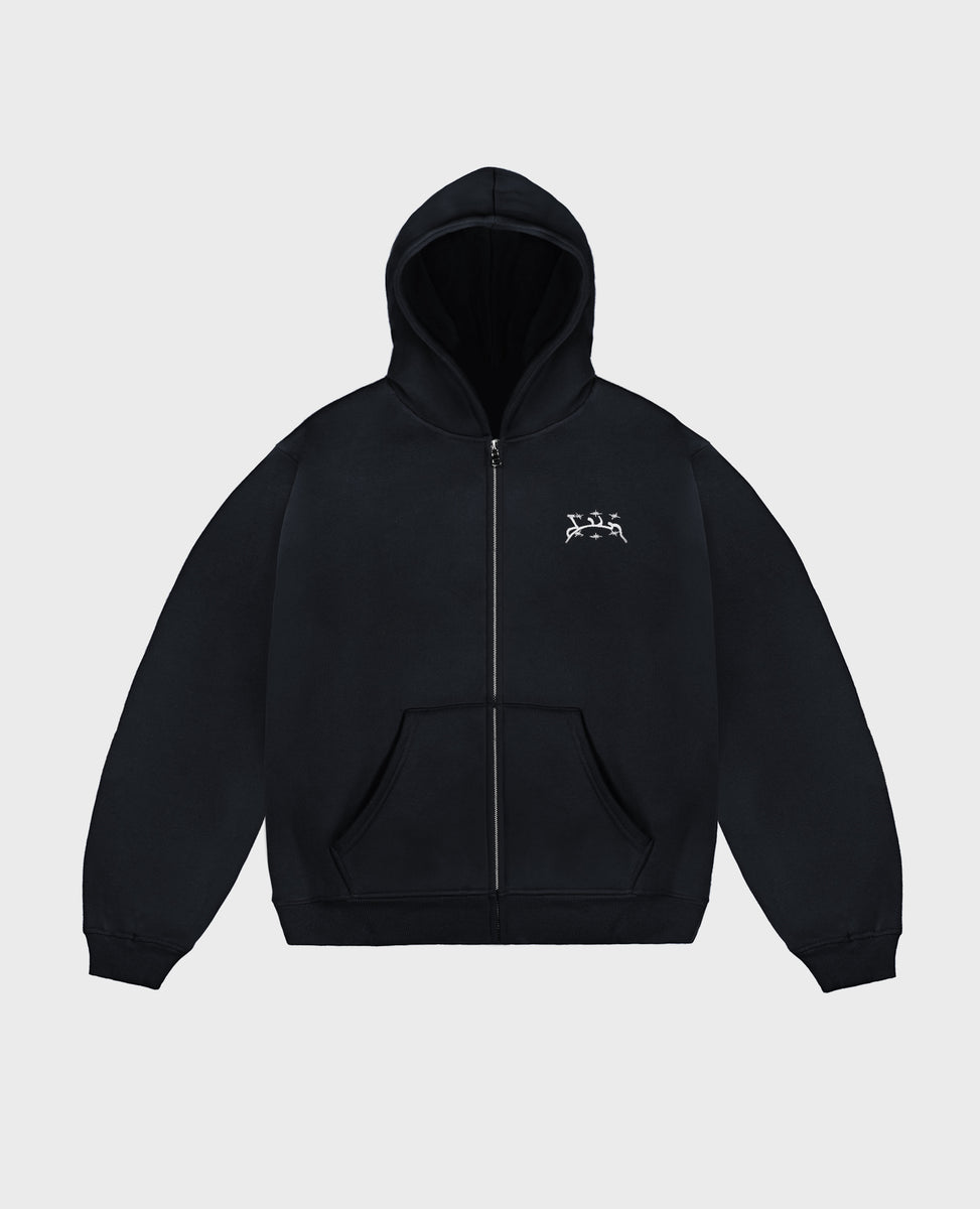 ★DIMITRI BLACK★ Overfit bio denim hood zip-up Boxy Crop Zip-Hoodie and Wideleg Baggy Raw Denim V1 will be