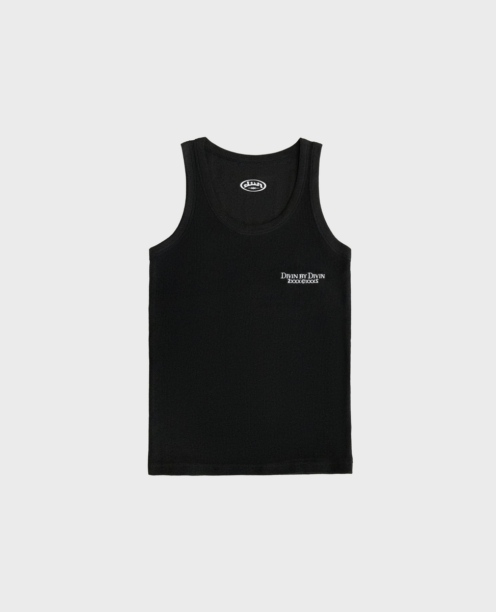 トップス ANCELLM DAMAGE WAFFLE TANK TOP/BLACK ANCELLM - DAMAGE WAFFLE TANK TOP/BLACK | NapsNote