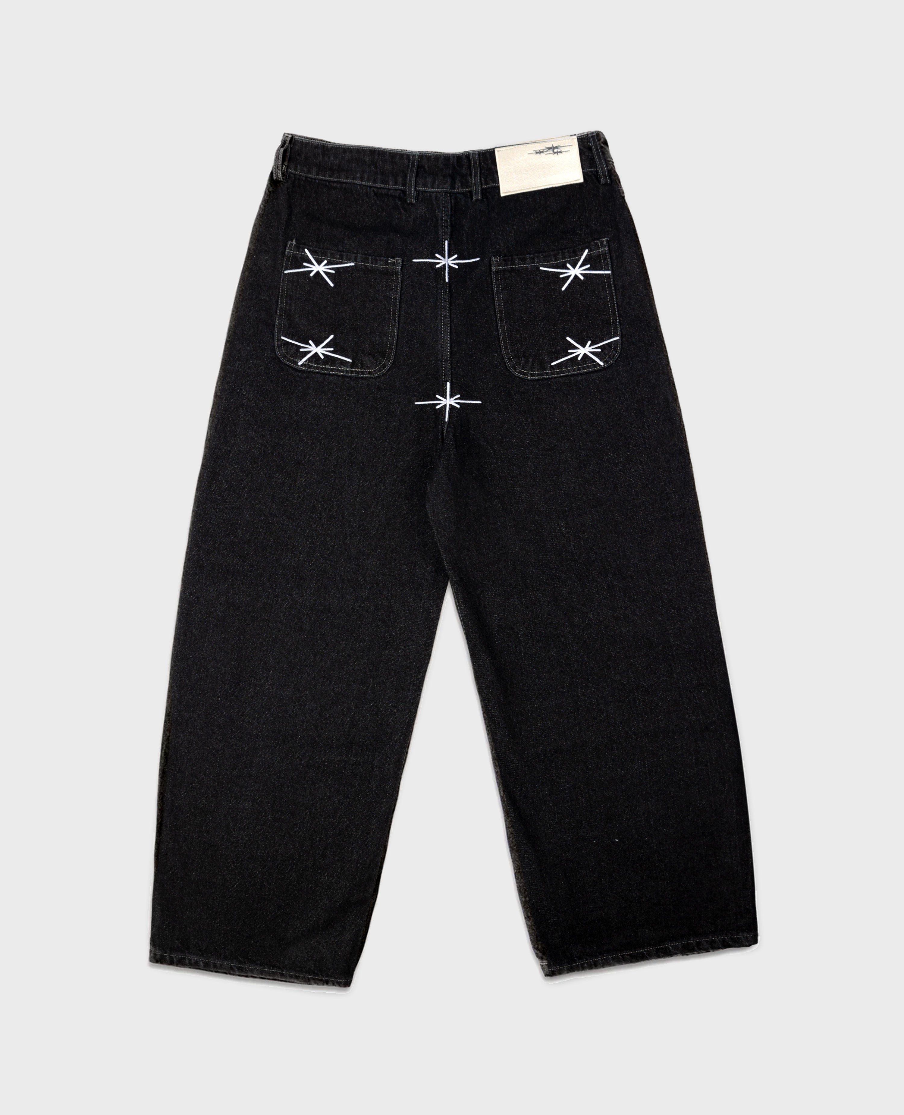 Star logo rigid Denim Jorts belvet BLACK BELVETスターロゴリジット