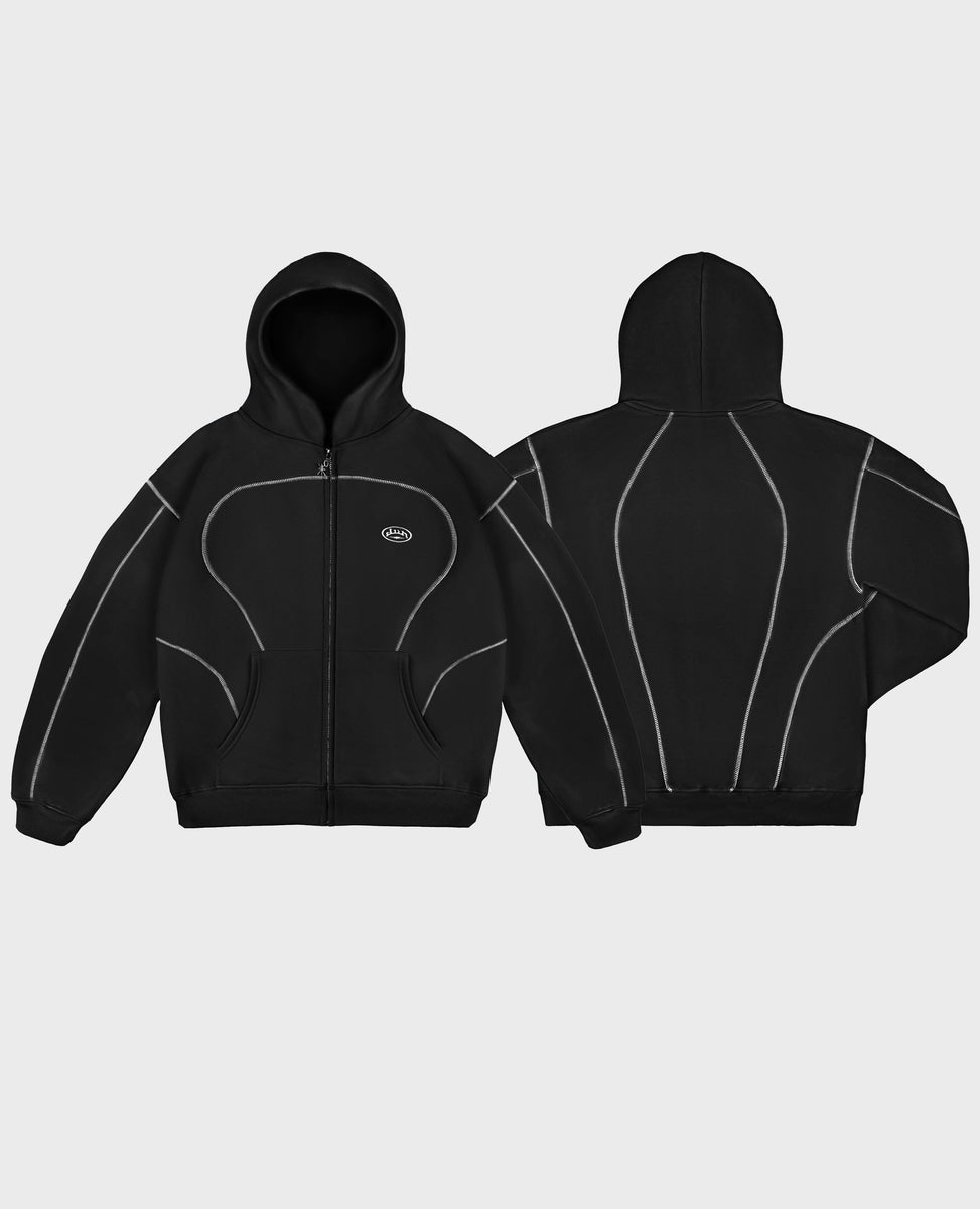 LINNE～輪廻～ Hoodie（BLK） DIVINBYDIVIN | Black Line Zip Hoodie