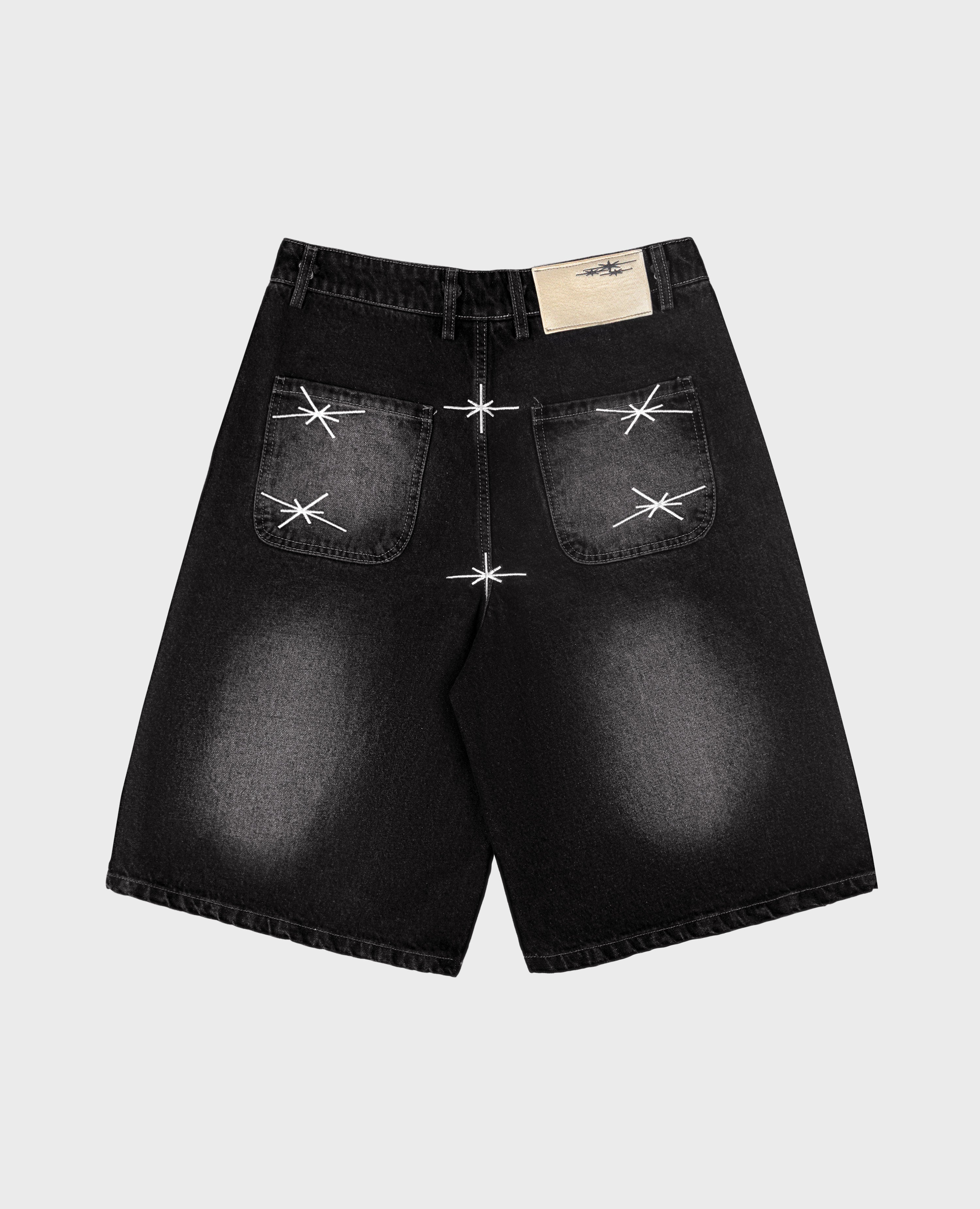 BELVET Star logo rigid Denim Jorts 黒M Star logo rigid Denim Jorts