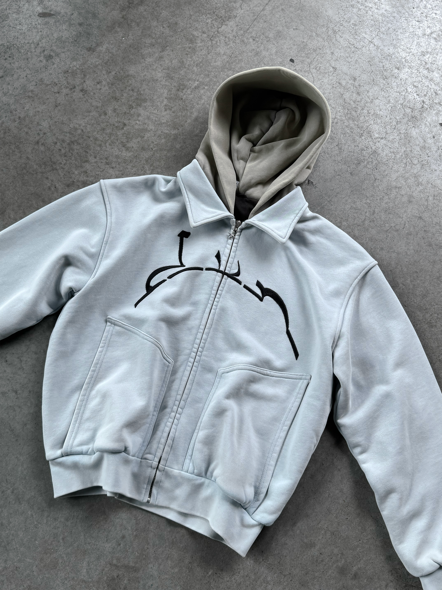 ARCHIVE-BLUE HOODED ZIP JACKET