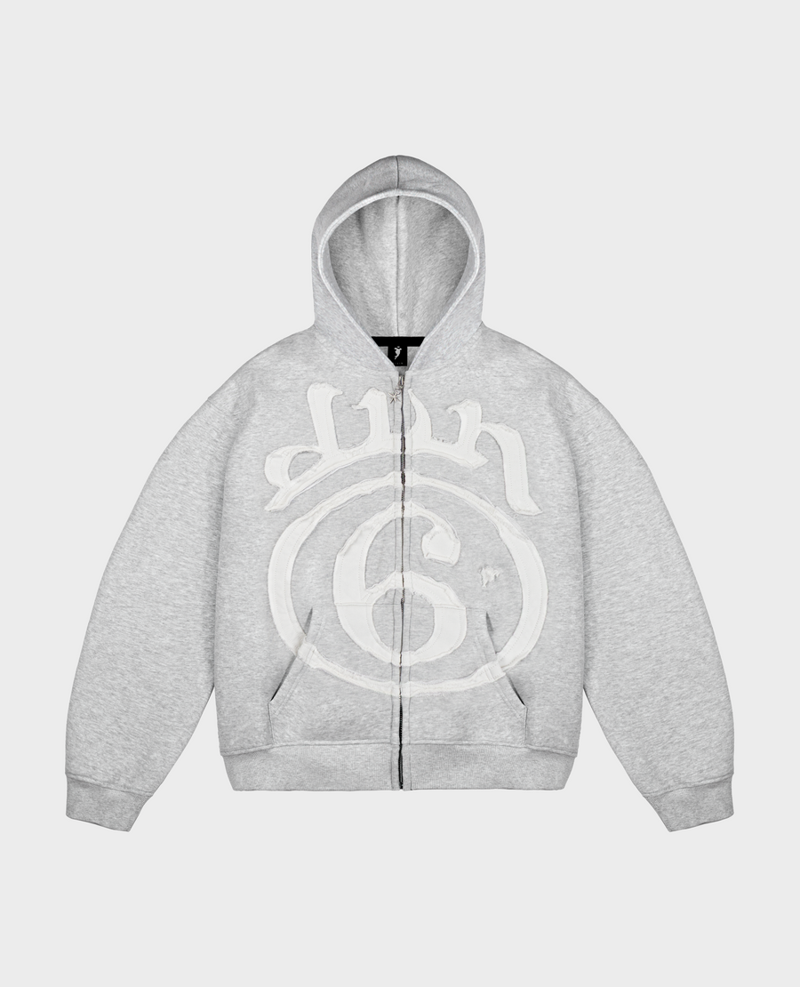 GREY 6STARS PATCH ZIP