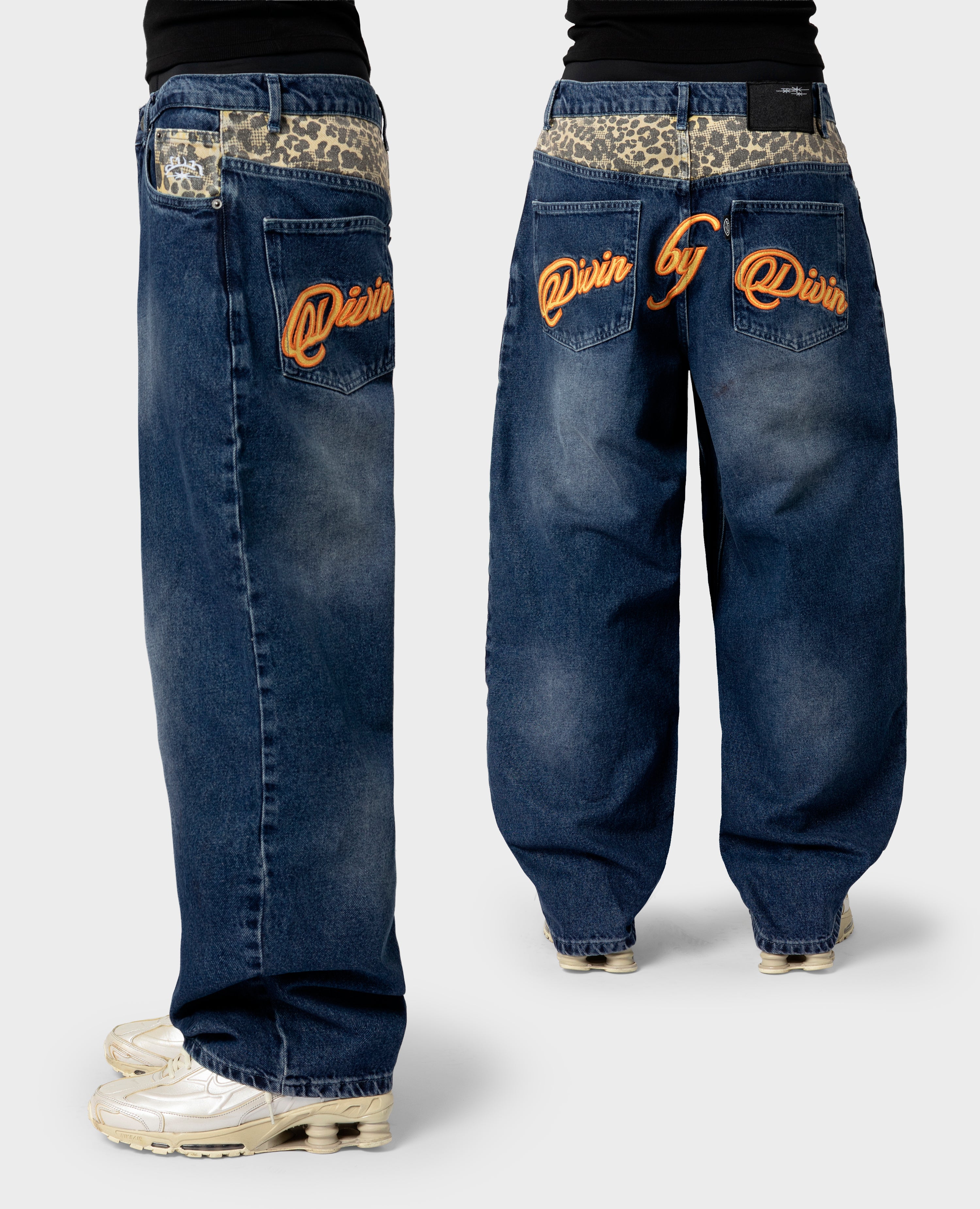 BLUE LEOPARD POCKET DENIM
