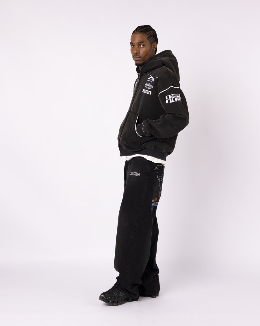 BLACK RALLY CREW ZIP