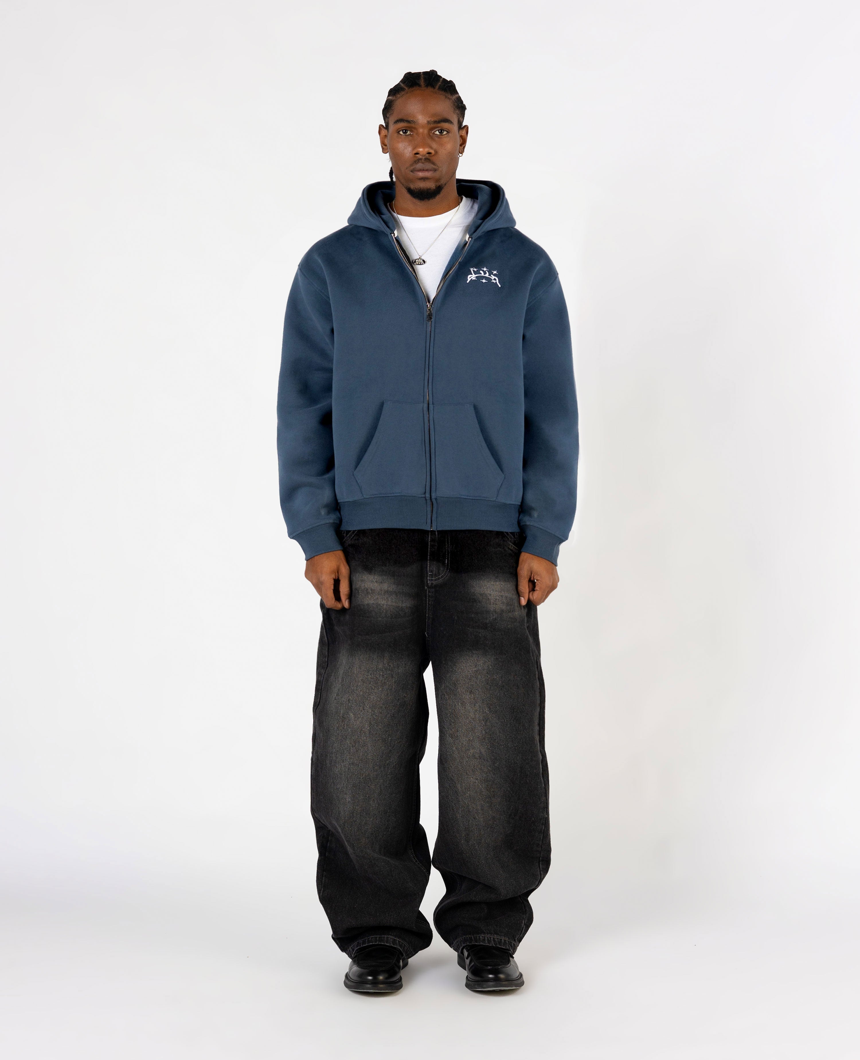 DIVINBYDIVIN | Blue Zip Hoodie - Curb Flow Edition