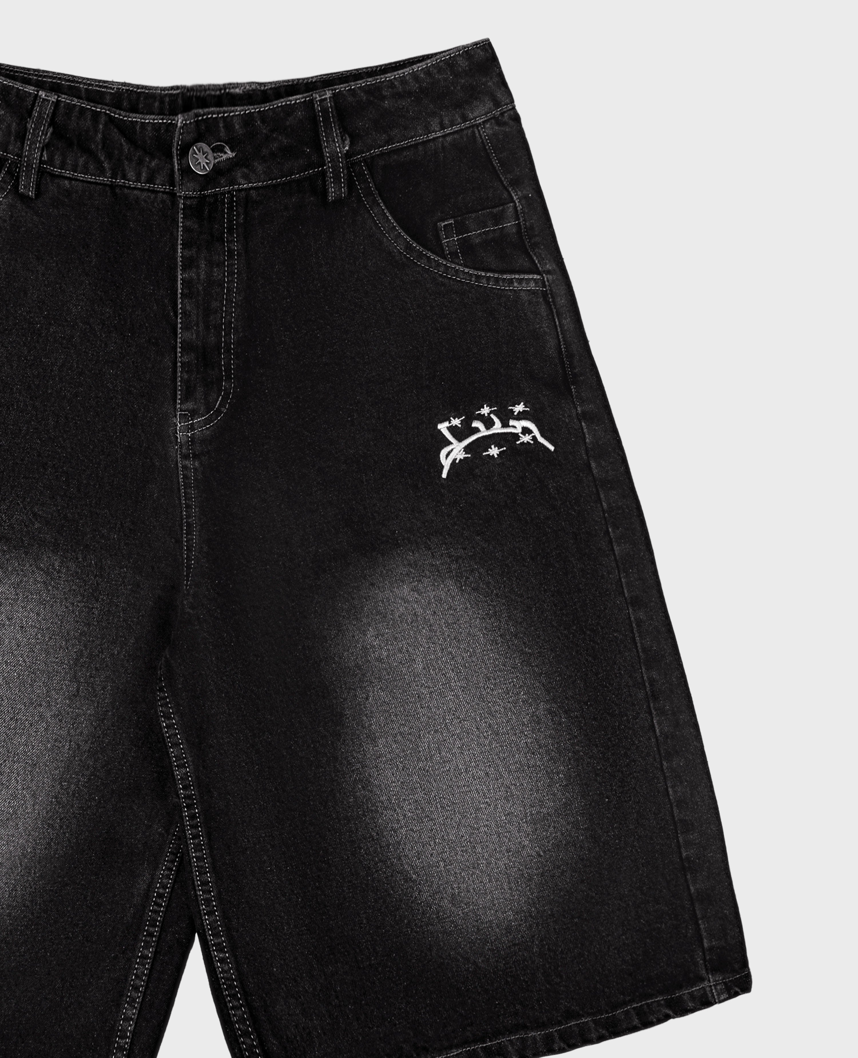 WASHED BLACK DENIM JORT