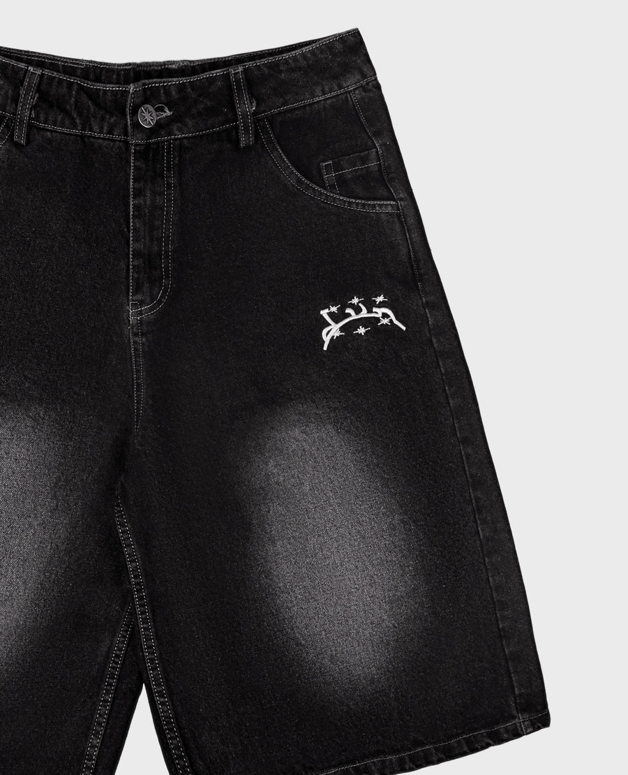 WASHED BLACK DENIM JORT