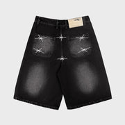 WASHED BLACK DENIM JORT