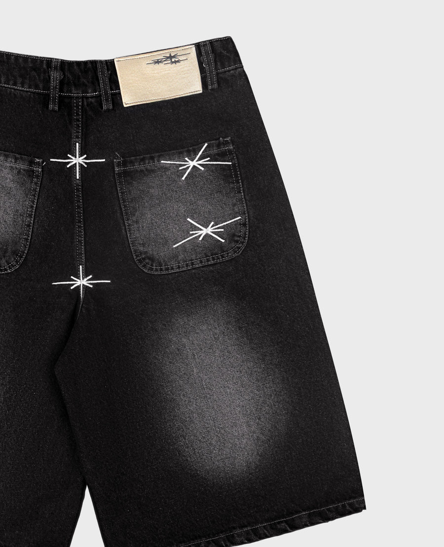 WASHED BLACK DENIM JORT